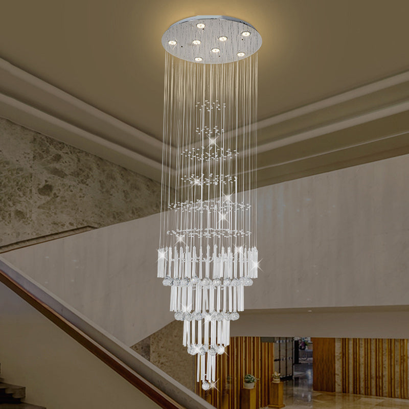 Crystal White Cluster Pendant Light Orbs and Rods 8 Lights Modern LED Hanging Ceiling Lamp Clearhalo 'Ceiling Lights' 'Modern Pendants' 'Modern' 'Pendant Lights' 'Pendants' Lighting' 398808