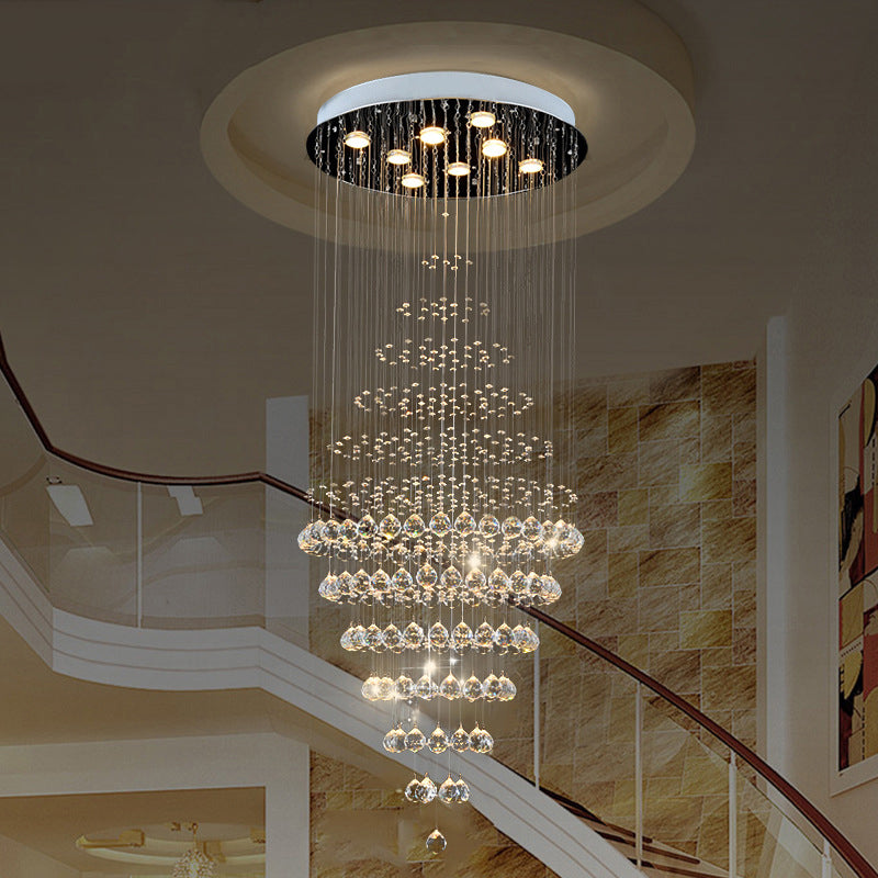 Silver 8-Bulb LED Ceiling Light Modernism Crystal Layered Multi Light Chandelier for Living Room Clearhalo 'Ceiling Lights' 'Modern Pendants' 'Modern' 'Pendant Lights' 'Pendants' Lighting' 398812