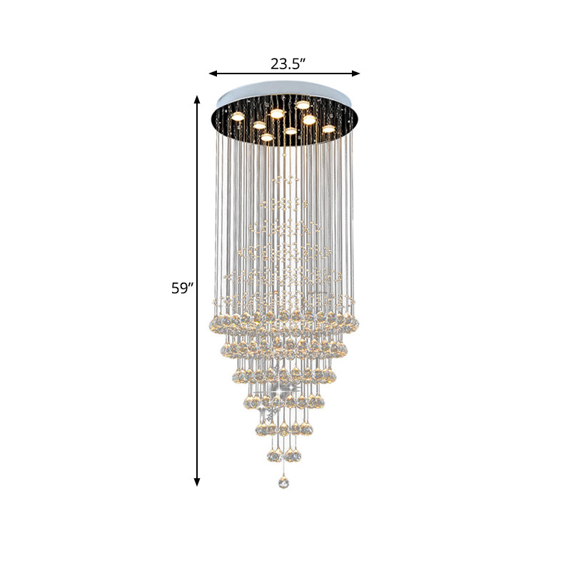 Silver 8-Bulb LED Ceiling Light Modernism Crystal Layered Multi Light Chandelier for Living Room Clearhalo 'Ceiling Lights' 'Modern Pendants' 'Modern' 'Pendant Lights' 'Pendants' Lighting' 398815