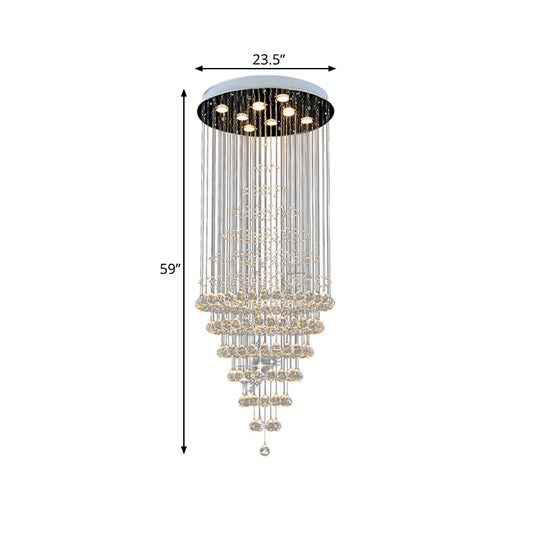 Silver 8-Bulb LED Ceiling Light Modernism Crystal Layered Multi Light Chandelier for Living Room Clearhalo 'Ceiling Lights' 'Modern Pendants' 'Modern' 'Pendant Lights' 'Pendants' Lighting' 398815
