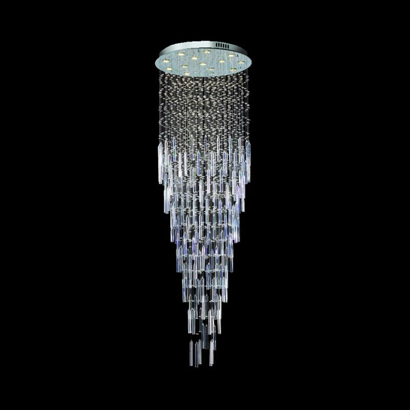 Silver Orbs and Rods Suspension Light Modern Crystal 13 Bulbs Stair Multi Pendant Chandelier Clearhalo 'Ceiling Lights' 'Modern Pendants' 'Modern' 'Pendant Lights' 'Pendants' Lighting' 398823