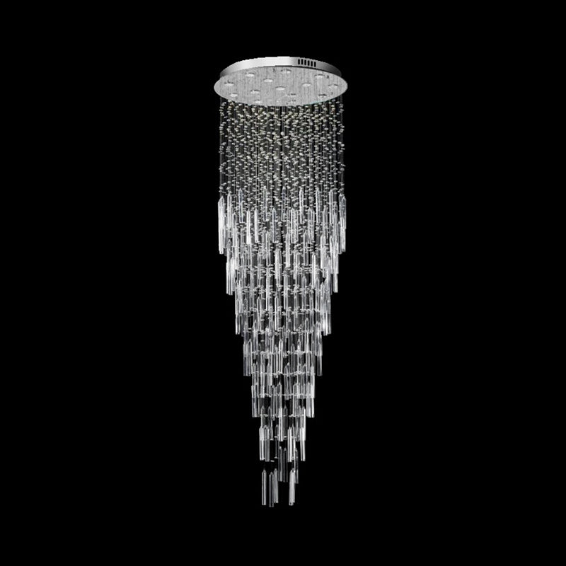 Silver Orbs and Rods Suspension Light Modern Crystal 13 Bulbs Stair Multi Pendant Chandelier Clearhalo 'Ceiling Lights' 'Modern Pendants' 'Modern' 'Pendant Lights' 'Pendants' Lighting' 398824