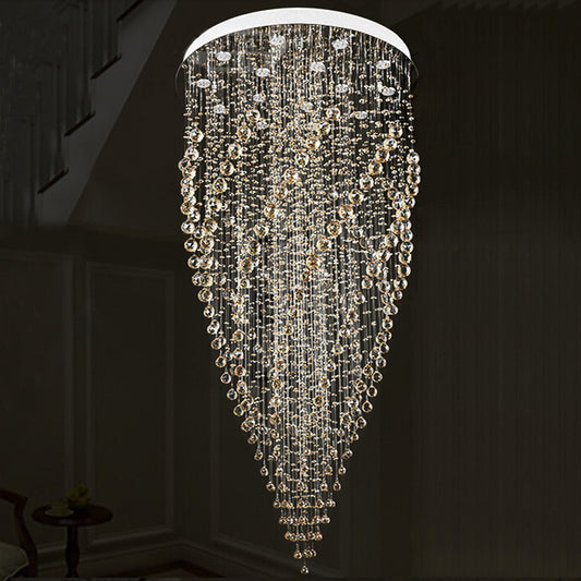 15-Head Crystal Suspension Lamp Contemporary Silver Swirl Stair LED Multiple Hanging Light Silver Clearhalo 'Ceiling Lights' 'Modern Pendants' 'Modern' 'Pendant Lights' 'Pendants' Lighting' 398831