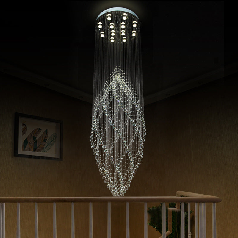 Silver Twirling Ceiling Light Modern Crystal 12-Bulb Stair LED Multi Pendant Chandelier Clearhalo 'Ceiling Lights' 'Modern Pendants' 'Modern' 'Pendant Lights' 'Pendants' Lighting' 398837