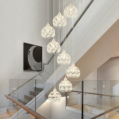 White/Black 8 Bulbs Ceiling Light Modernism Crystal Dome Multi Light Chandelier for Living Room White Clearhalo 'Ceiling Lights' 'Modern Pendants' 'Modern' 'Pendant Lights' 'Pendants' Lighting' 399079
