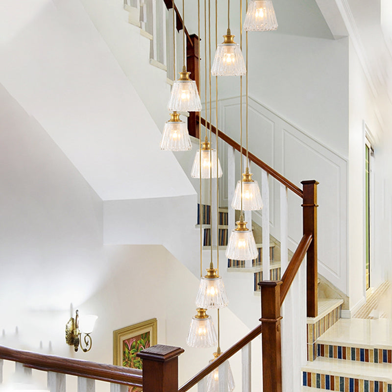 Crystal Gold Multi Light Pendant Cup Shape 10-Head Contemporary Hanging Lamp Fixture Clearhalo 'Ceiling Lights' 'Modern Pendants' 'Modern' 'Pendant Lights' 'Pendants' Lighting' 399092