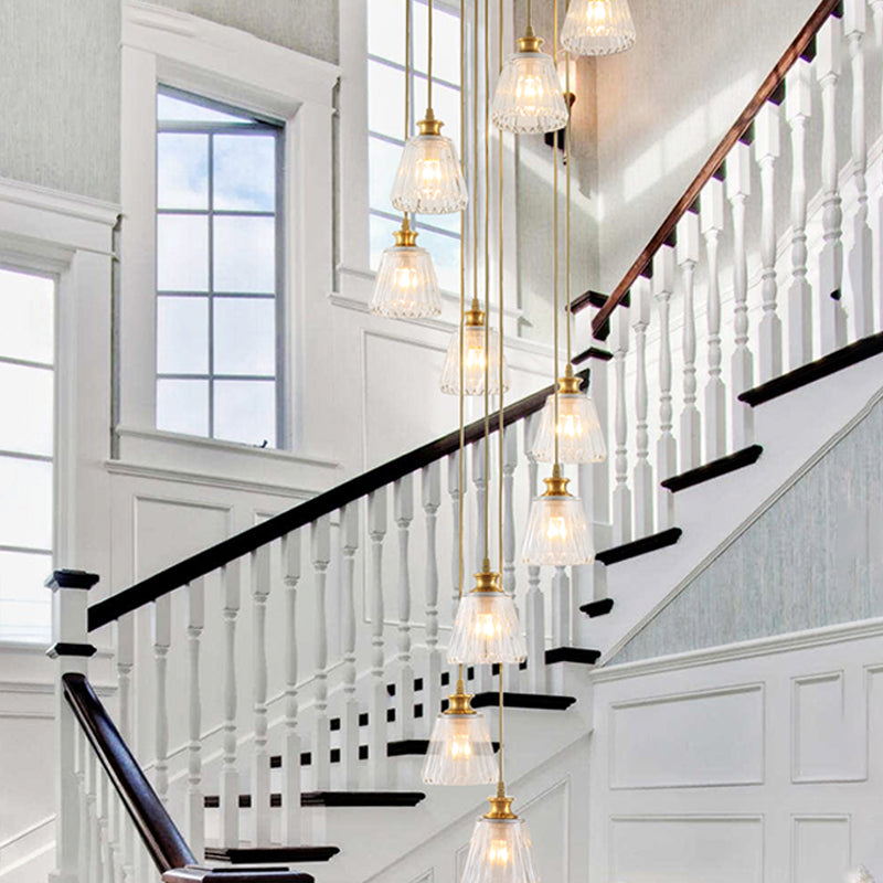 Crystal Gold Multi Light Pendant Cup Shape 10-Head Contemporary Hanging Lamp Fixture Clearhalo 'Ceiling Lights' 'Modern Pendants' 'Modern' 'Pendant Lights' 'Pendants' Lighting' 399093