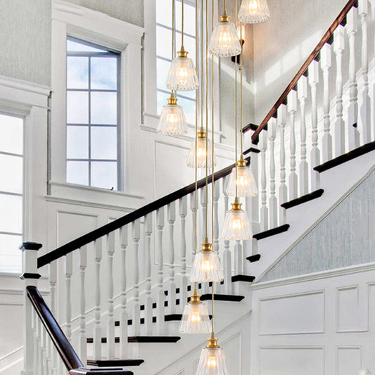 Crystal Gold Multi Light Pendant Cup Shape 10-Head Contemporary Hanging Lamp Fixture Clearhalo 'Ceiling Lights' 'Modern Pendants' 'Modern' 'Pendant Lights' 'Pendants' Lighting' 399093