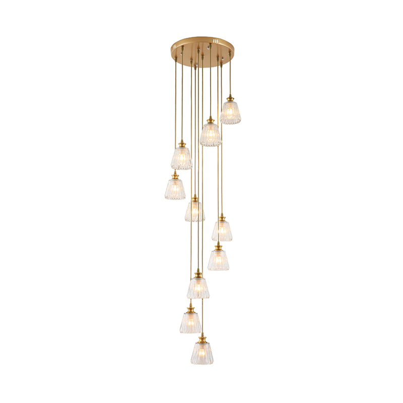 Crystal Gold Multi Light Pendant Cup Shape 10-Head Contemporary Hanging Lamp Fixture Clearhalo 'Ceiling Lights' 'Modern Pendants' 'Modern' 'Pendant Lights' 'Pendants' Lighting' 399094