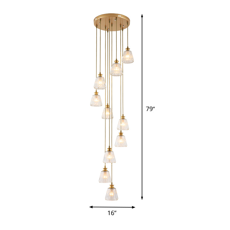 Crystal Gold Multi Light Pendant Cup Shape 10-Head Contemporary Hanging Lamp Fixture Clearhalo 'Ceiling Lights' 'Modern Pendants' 'Modern' 'Pendant Lights' 'Pendants' Lighting' 399095