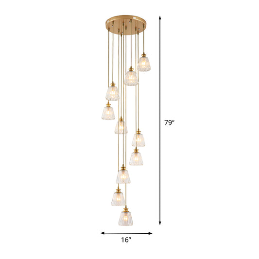 Crystal Gold Multi Light Pendant Cup Shape 10-Head Contemporary Hanging Lamp Fixture Clearhalo 'Ceiling Lights' 'Modern Pendants' 'Modern' 'Pendant Lights' 'Pendants' Lighting' 399095