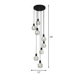 6 Bulbs Globe Cage Hanging Lighting Industrial Black Metal Multi Light Pendant with Spiral Design Clearhalo 'Ceiling Lights' 'Modern Pendants' 'Modern' 'Pendant Lights' 'Pendants' Lighting' 399120