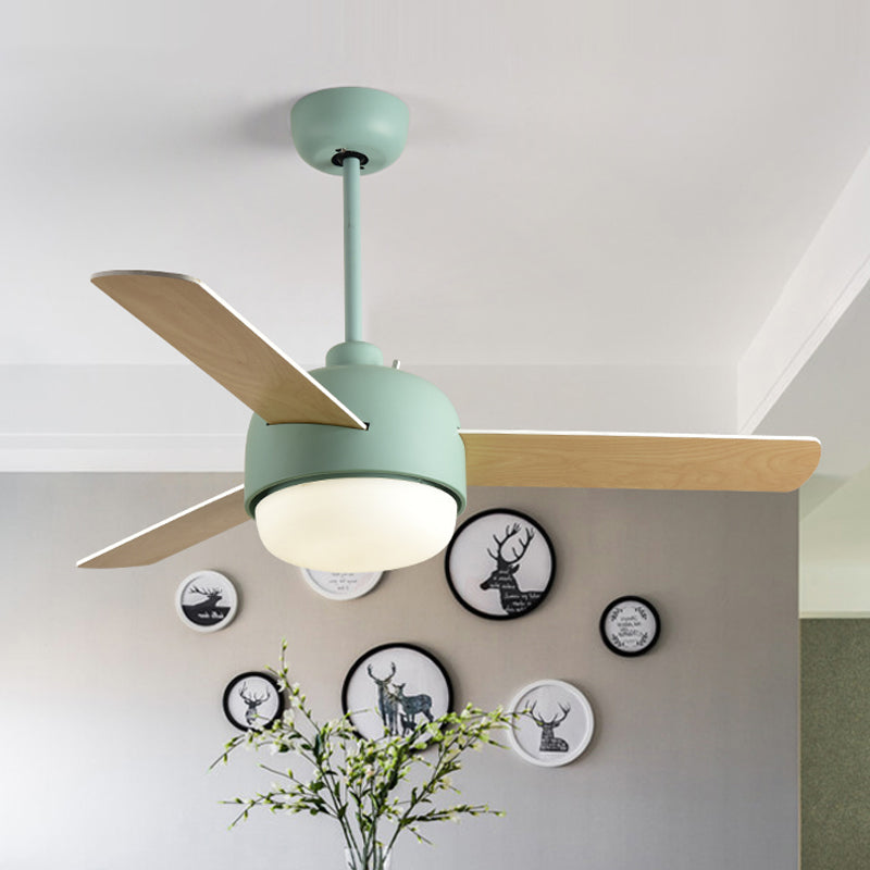 36" W LED Ceiling Fan Lamp Modern Dining Room 3 Blades Semi Flush Mounted Light with Dome Acrylic Shade in Grey/Green Clearhalo 'Ceiling Fans with Lights' 'Ceiling Fans' 'Kids Ceiling Fans' 'Kids' Lighting' 399240