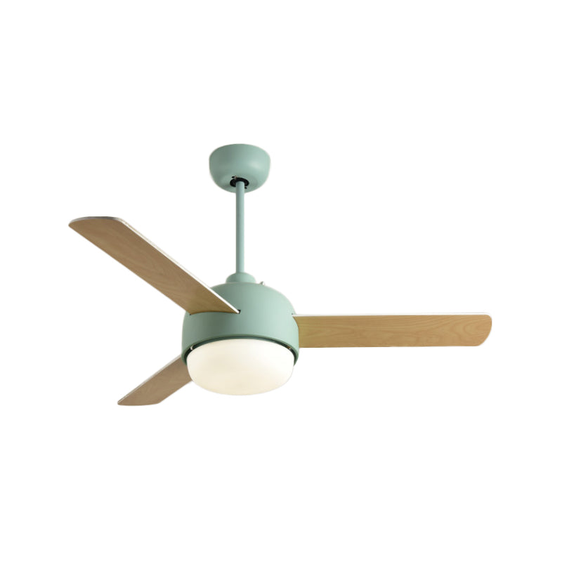 36" W LED Ceiling Fan Lamp Modern Dining Room 3 Blades Semi Flush Mounted Light with Dome Acrylic Shade in Grey/Green Clearhalo 'Ceiling Fans with Lights' 'Ceiling Fans' 'Kids Ceiling Fans' 'Kids' Lighting' 399241