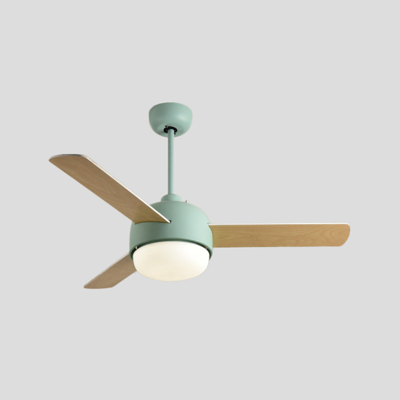 36" W LED Ceiling Fan Lamp Modern Dining Room 3 Blades Semi Flush Mounted Light with Dome Acrylic Shade in Grey/Green Clearhalo 'Ceiling Fans with Lights' 'Ceiling Fans' 'Kids Ceiling Fans' 'Kids' Lighting' 399242