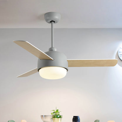 36" W LED Ceiling Fan Lamp Modern Dining Room 3 Blades Semi Flush Mounted Light with Dome Acrylic Shade in Grey/Green Grey Clearhalo 'Ceiling Fans with Lights' 'Ceiling Fans' 'Kids Ceiling Fans' 'Kids' Lighting' 399244