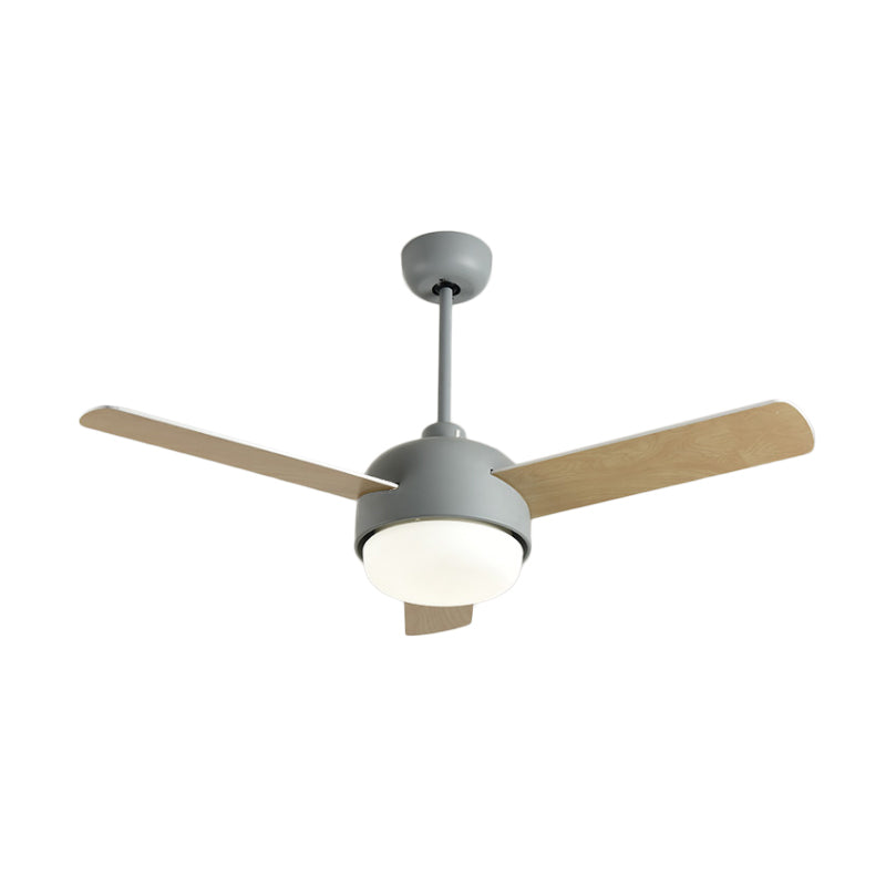 36" W LED Ceiling Fan Lamp Modern Dining Room 3 Blades Semi Flush Mounted Light with Dome Acrylic Shade in Grey/Green Clearhalo 'Ceiling Fans with Lights' 'Ceiling Fans' 'Kids Ceiling Fans' 'Kids' Lighting' 399246