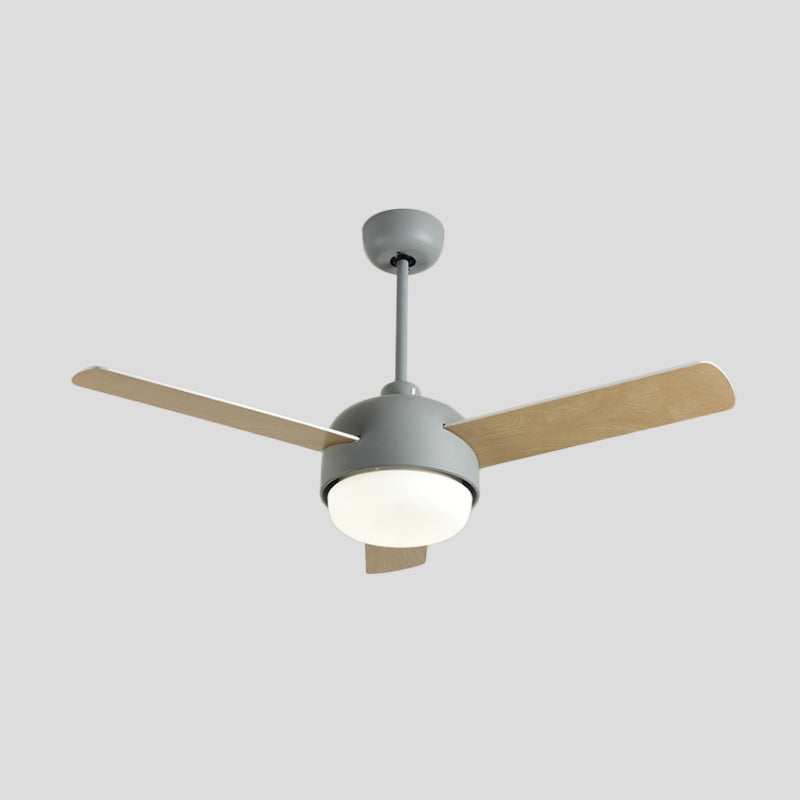 36" W LED Ceiling Fan Lamp Modern Dining Room 3 Blades Semi Flush Mounted Light with Dome Acrylic Shade in Grey/Green Clearhalo 'Ceiling Fans with Lights' 'Ceiling Fans' 'Kids Ceiling Fans' 'Kids' Lighting' 399247