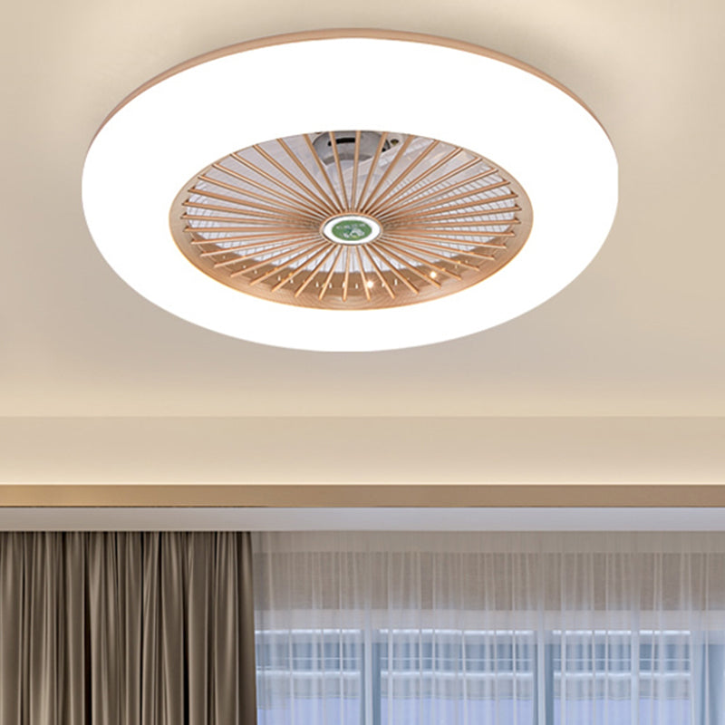 Doughnut Metal Fan Light Fixture Simple Bedroom 21.5" W LED Semi Flush Mount Lamp in Black/White/Grey with Acrylic Shade, 5 Blades Gold Clearhalo 'Ceiling Fans with Lights' 'Ceiling Fans' 'Kids Ceiling Fans' 'Kids' Lighting' 399330