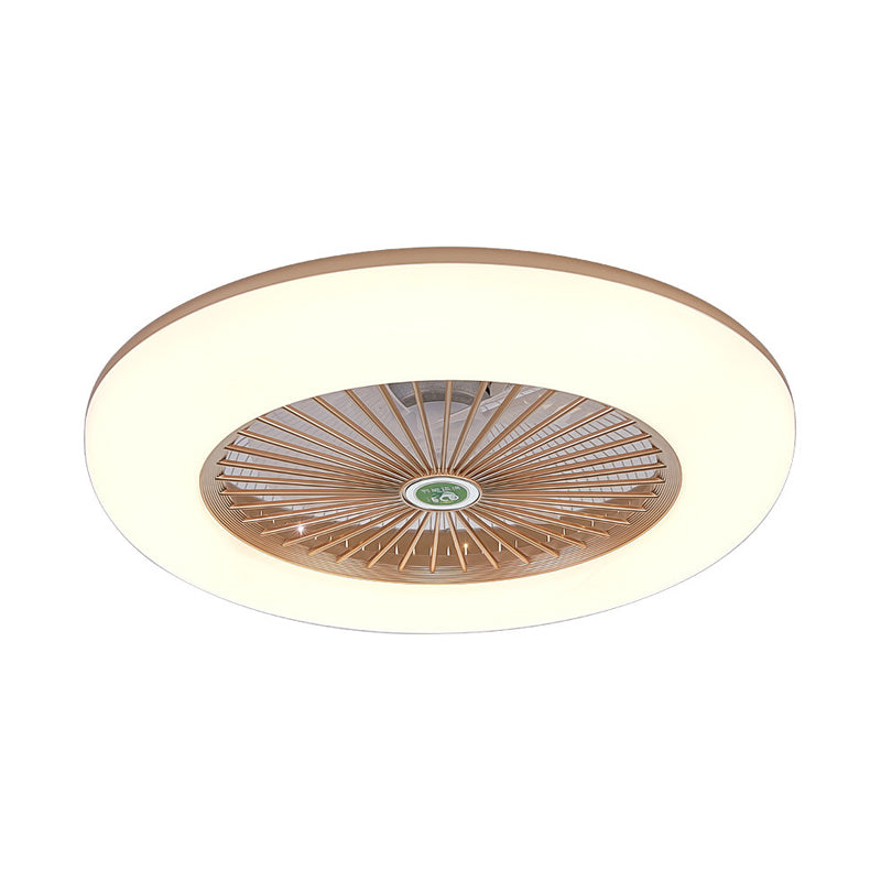 Doughnut Metal Fan Light Fixture Simple Bedroom 21.5" W LED Semi Flush Mount Lamp in Black/White/Grey with Acrylic Shade, 5 Blades Clearhalo 'Ceiling Fans with Lights' 'Ceiling Fans' 'Kids Ceiling Fans' 'Kids' Lighting' 399333