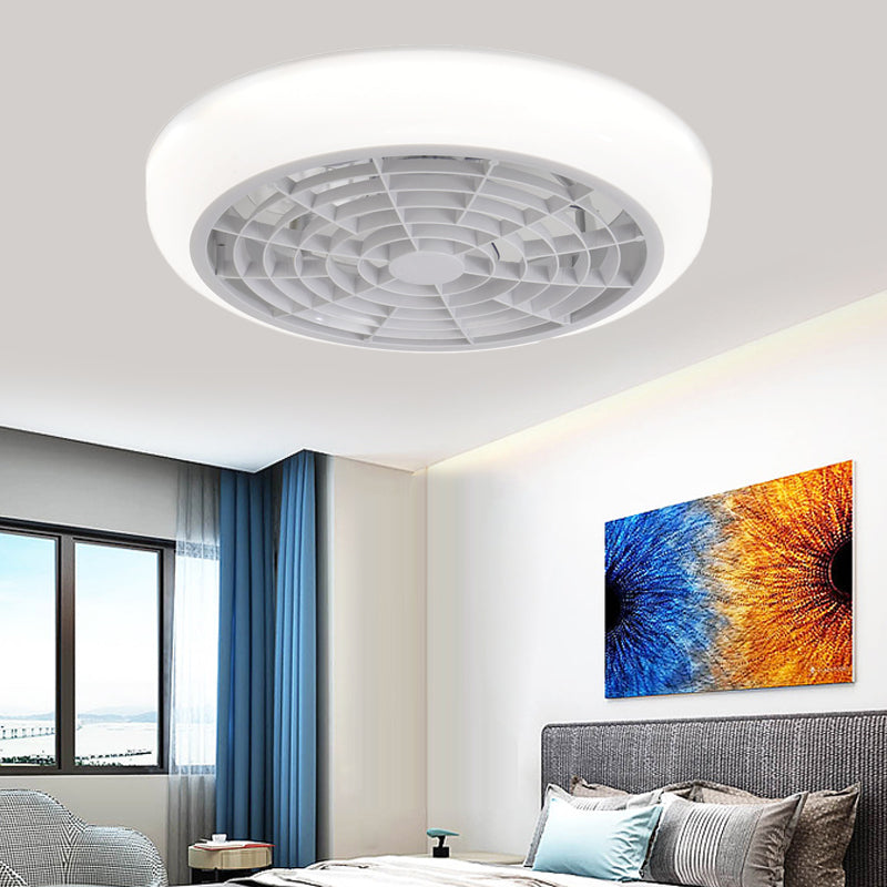 18" W White LED Ceiling Fan Light Contemporary Acrylic Shade Round Semi Flush Mounted Lamp for Bedroom with 6 Blades White Clearhalo 'Ceiling Fans with Lights' 'Ceiling Fans' 'Kids Ceiling Fans' 'Kids' Lighting' 399351