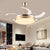 52" Wide Brass LED Hanging Fan Light Modernist Acrylic Shade Drum Semi Flush Lamp for Bedroom, 4 Clear Blades Brass Clearhalo 'Ceiling Fans with Lights' 'Ceiling Fans' 'Modern Ceiling Fans' 'Modern' Lighting' 399405