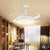 LED Semi Flush Lighting Contemporary Drum Metal 4 Blades Hanging Pendant Fan Lamp in White, 48" Wide White Clearhalo 'Ceiling Fans with Lights' 'Ceiling Fans' 'Modern Ceiling Fans' 'Modern' Lighting' 399440