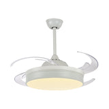 Drum Bedroom Pendant Fan Light Fixture Modern Metal 48" Wide LED White Semi Flush Mounted Lamp, 8 Blades Clearhalo 'Ceiling Fans with Lights' 'Ceiling Fans' 'Modern Ceiling Fans' 'Modern' Lighting' 399473