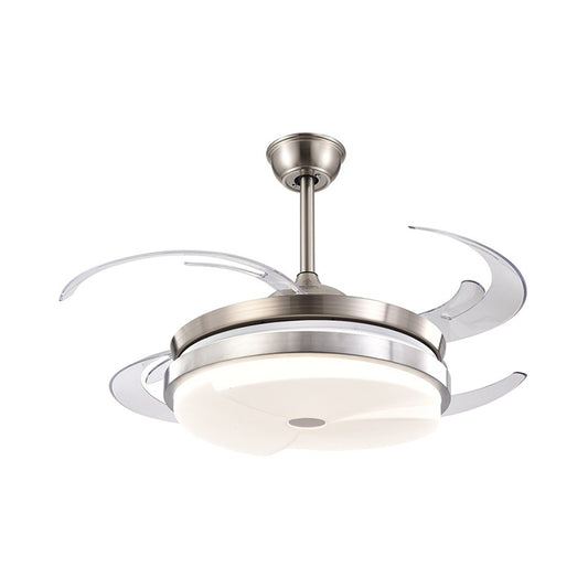 Round Living Room Semi Flush Lamp Modernist Metal 48" Wide LED Stain Nickel Ceiling Fan Light with 8 Blades Clearhalo 'Ceiling Fans with Lights' 'Ceiling Fans' 'Modern Ceiling Fans' 'Modern' Lighting' 399488