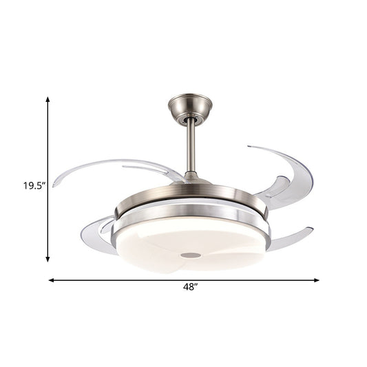 Round Living Room Semi Flush Lamp Modernist Metal 48" Wide LED Stain Nickel Ceiling Fan Light with 8 Blades Clearhalo 'Ceiling Fans with Lights' 'Ceiling Fans' 'Modern Ceiling Fans' 'Modern' Lighting' 399489