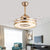 4 Blades Gold Drum Hanging Fan Lamp Modernist Metal Living Room LED Semi Flush Mount Light Fixture, 48" W Gold Clearhalo 'Ceiling Fans with Lights' 'Ceiling Fans' 'Modern Ceiling Fans' 'Modern' Lighting' 399490
