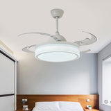 Acrylic White Semi Flush Lamp Cylinder 48" Wide LED Contemporary Pendant Fan Light Fixture with 8 Blades Clearhalo 'Ceiling Fans with Lights' 'Ceiling Fans' 'Modern Ceiling Fans' 'Modern' Lighting' 399496