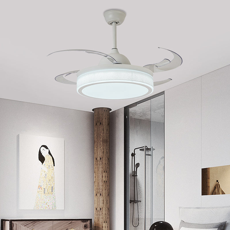 Acrylic White Semi Flush Lamp Cylinder 48" Wide LED Contemporary Pendant Fan Light Fixture with 8 Blades Clearhalo 'Ceiling Fans with Lights' 'Ceiling Fans' 'Modern Ceiling Fans' 'Modern' Lighting' 399497