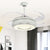 48" W LED Ceiling Fan Lighting Modern Living Room 8 Blades Semi Flush Mount Lamp with Doughnut Acrylic Shade in White White Clearhalo 'Ceiling Fans with Lights' 'Ceiling Fans' 'Modern Ceiling Fans' 'Modern' Lighting' 399520