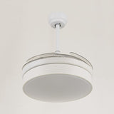 Gold/White Cylinder Hanging Fan Lamp Modernist Metal Living Room 42" W LED Semi Flush Mount Light with 4 Clear Blades Clearhalo 'Ceiling Fans with Lights' 'Ceiling Fans' 'Modern Ceiling Fans' 'Modern' Lighting' 399538