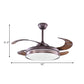 Metal Round Semi Flushmount Contemporary Bedroom 52" W LED Hanging Fan Light Fixture in Brown with 4 Blades Clearhalo 'Ceiling Fans with Lights' 'Ceiling Fans' 'Modern Ceiling Fans' 'Modern' Lighting' 399615