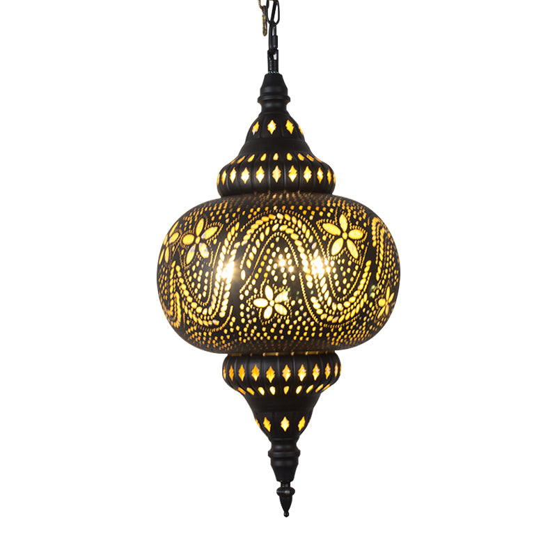 Metallic Vase/Gourd Pendant Lamp Vintage 3-Head Coffee House Hanging Chandelier in Brass Clearhalo 'Ceiling Lights' 'Chandeliers' Lighting' options 399742