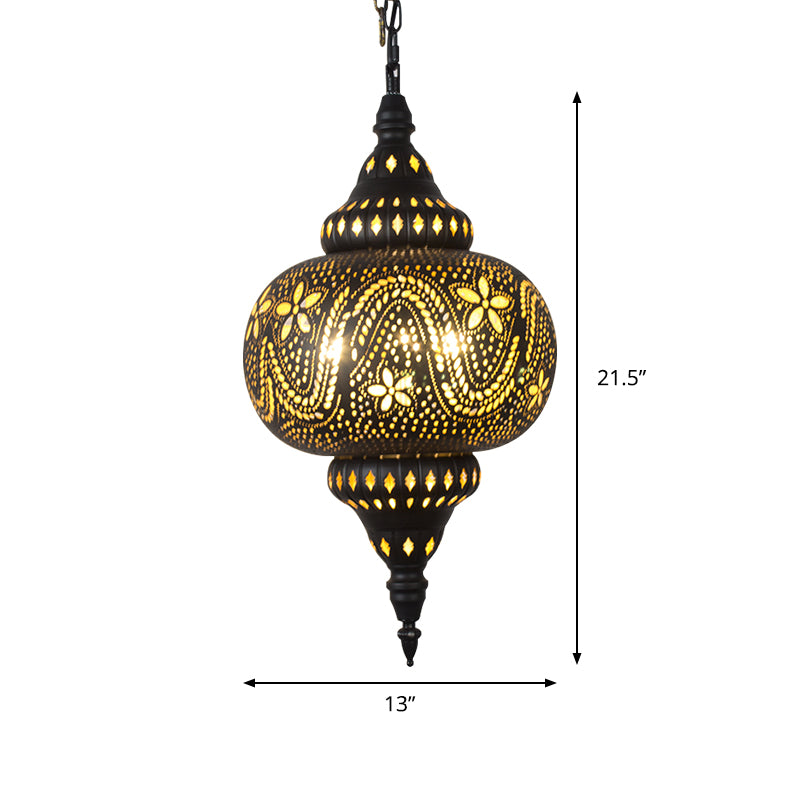 Metallic Vase/Gourd Pendant Lamp Vintage 3-Head Coffee House Hanging Chandelier in Brass Clearhalo 'Ceiling Lights' 'Chandeliers' Lighting' options 399744