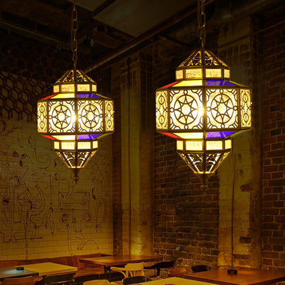 Metallic Brass Pendant Light Lantern 1-Head Southeast Asia Hanging Lamp with Clear Glass Shade Brass Clearhalo 'Ceiling Lights' 'Chandeliers' Lighting' options 399763_fb93b974-eab9-4040-9056-911b01e667a5