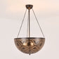 Bowl Restaurant Chandelier Vintage Metal 3-Light Black Hanging Ceiling Lamp with Hollow-Out Spot/Circle/Flower Pattern Clearhalo 'Ceiling Lights' 'Chandeliers' Lighting' options 399776