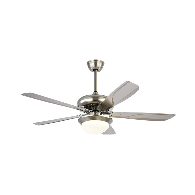 4 Grey Blades Living Room Fan Lighting Fixture Modern Metal 50" Wide LED Silver Semi Flush Mounted Lamp Clearhalo 'Ceiling Fans with Lights' 'Ceiling Fans' 'Modern Ceiling Fans' 'Modern' Lighting' 399904