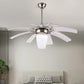 48" W LED Semi Flushmount Contemporary Cone Opal Glass 8 Blades Ceiling Fan Lighting in Silver for Bedroom Clearhalo 'Ceiling Fans with Lights' 'Ceiling Fans' 'Modern Ceiling Fans' 'Modern' Lighting' 399928