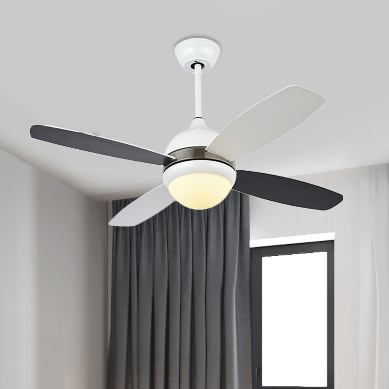 42" W Black Dome Ceiling Fan Lamp Modern Metallic Bedroom LED Semi Flush Light Fixture with Acrylic Shade, 4 Blades Clearhalo 'Ceiling Fans with Lights' 'Ceiling Fans' 'Modern Ceiling Fans' 'Modern' Lighting' 399932
