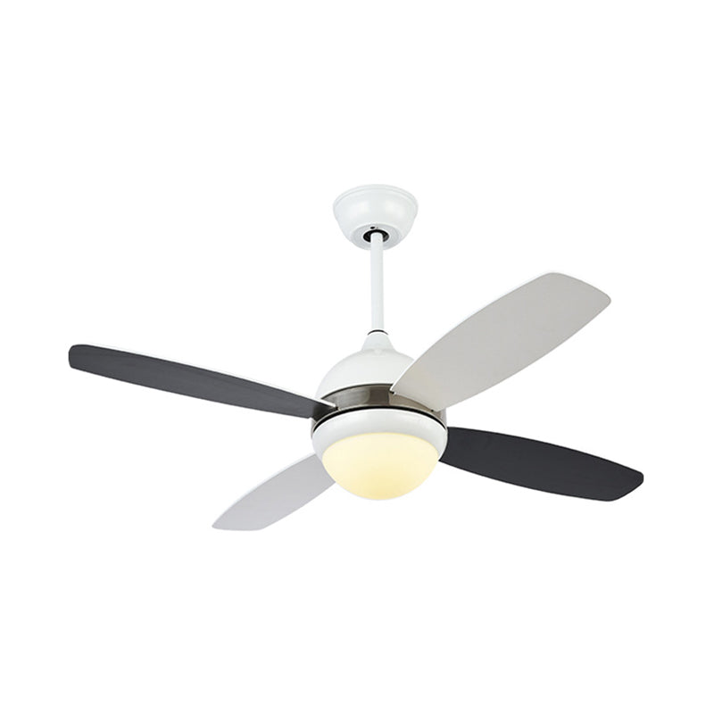 42" W Black Dome Ceiling Fan Lamp Modern Metallic Bedroom LED Semi Flush Light Fixture with Acrylic Shade, 4 Blades Clearhalo 'Ceiling Fans with Lights' 'Ceiling Fans' 'Modern Ceiling Fans' 'Modern' Lighting' 399934