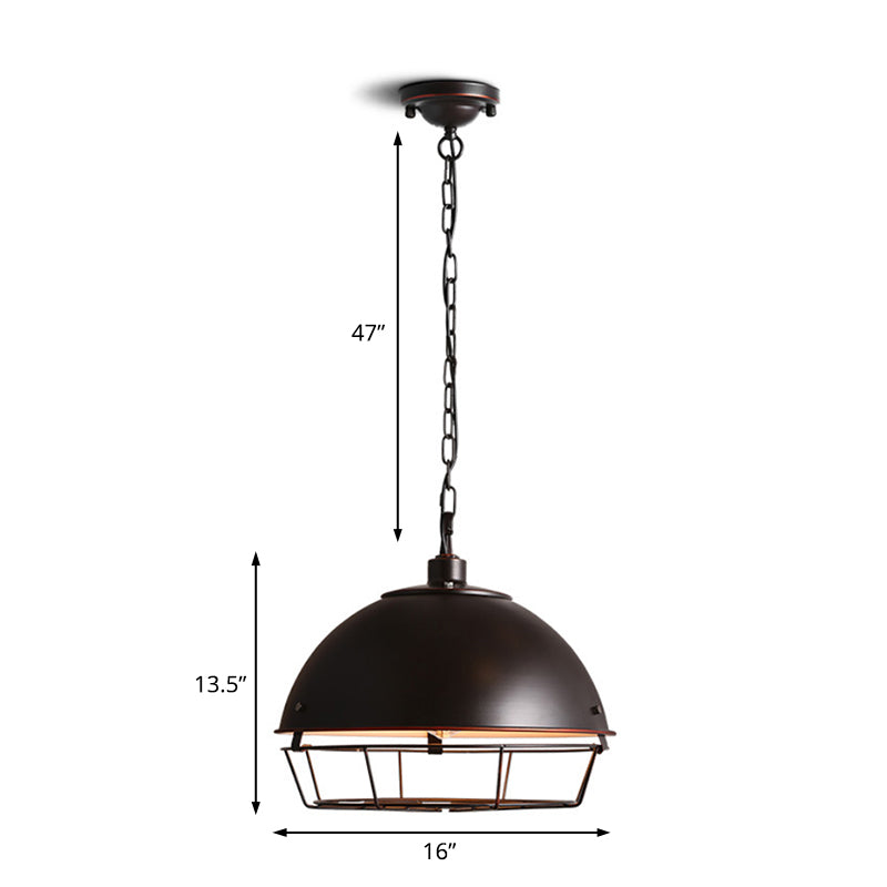 Vintage Dome Shade Pendant Lamp 1 Head Iron Hanging Light Fixture in Black/Aged Silver for Dining Room Clearhalo 'Art Deco Pendants' 'Black' 'Cast Iron' 'Ceiling Lights' 'Ceramic' 'Crystal' 'Industrial Pendants' 'Industrial' 'Metal' 'Middle Century Pendants' 'Pendant Lights' 'Pendants' 'Rustic Pendants' 'Tiffany' Lighting' 39996