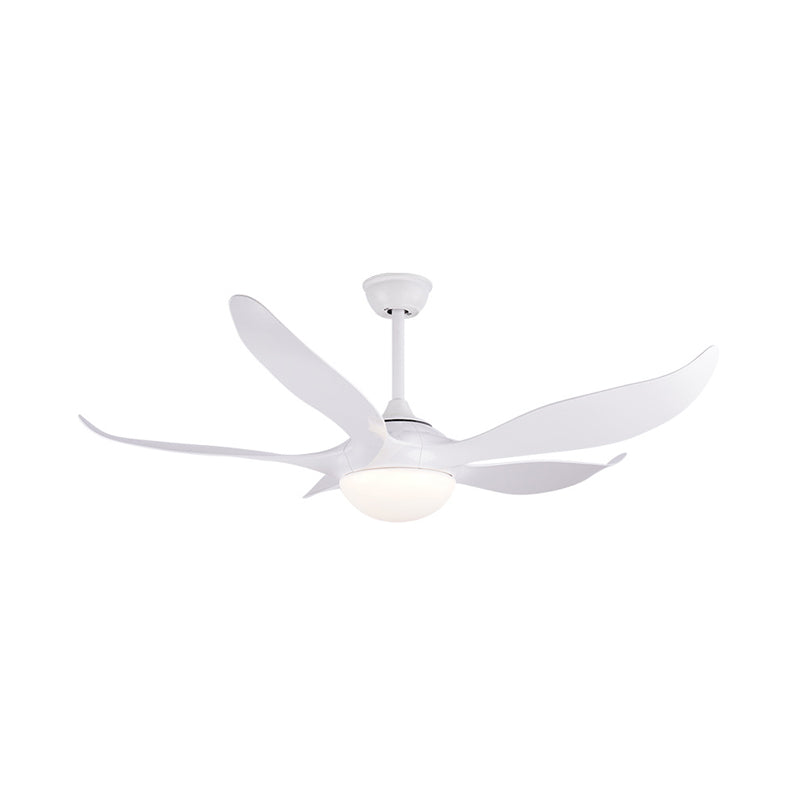 56" W White LED Ceiling Fan Lamp Modernist Acrylic Dome Semi Flush Mounted Lamp with 5 Blades for Bedroom Clearhalo 'Ceiling Fans with Lights' 'Ceiling Fans' 'Modern Ceiling Fans' 'Modern' Lighting' 399984