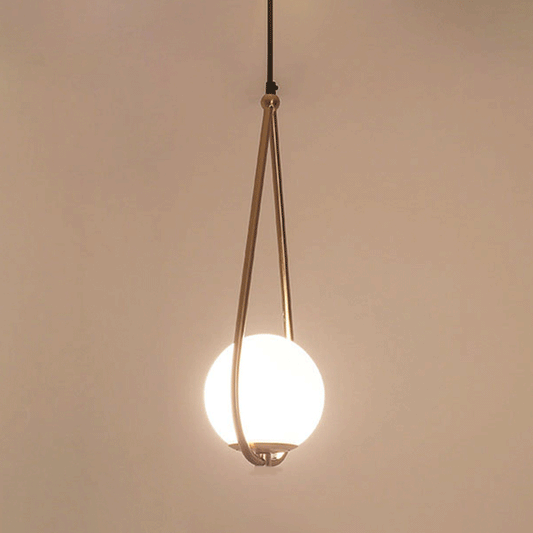 Metal Teardrop Hanging Ceiling Light Minimalism 1 Bulb Brass Finish Drop Pendant with Ball Cream Glass Shade - Clearhalo - 'Ceiling Lights' - 'Modern Pendants' - 'Modern' - 'Pendant Lights' - 'Pendants' - Lighting' - 3_0b54d835-1b6c-4be4-bcad-80ec86ab2dd7