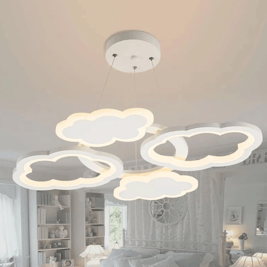 Cloud Ceiling Pendant Light Nordic Acrylic LED White Chandelier Lamp for Bedroom, Warm/White Light - Clearhalo - 'Ceiling Lights' - 'Chandeliers' - Lighting' - options - 3