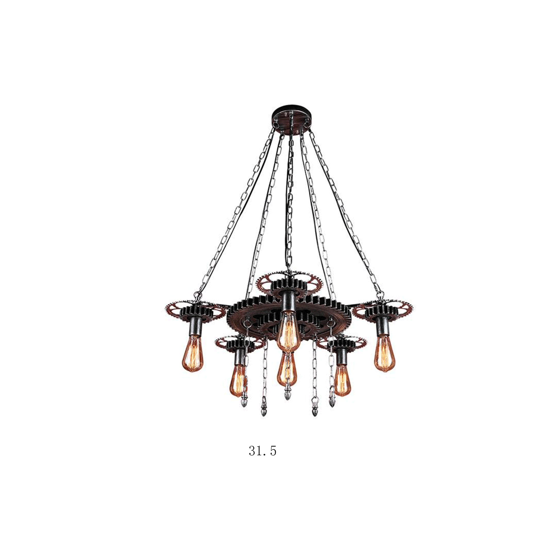 Exposed Bulb Metal Light Chandelier Industrial 6 Light Dining Room Pendant Lighting in Silver/Bronze with Gear Clearhalo 'Cast Iron' 'Ceiling Lights' 'Chandeliers' 'Industrial Chandeliers' 'Industrial' 'Metal' 'Middle Century Chandeliers' 'Rustic Chandeliers' 'Tiffany' Lighting' 4