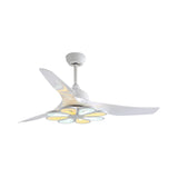 Acrylic White/Black Semi Flushmount Flower Contemporary 52" W LED Pendant Ceiling Fan Light for Living Room, 3 Blades White Clearhalo 'Ceiling Fans with Lights' 'Ceiling Fans' 'Modern Ceiling Fans' 'Modern' Lighting' 400021